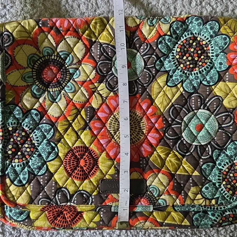 Vera Bradley Quilted Cushioned Floral Laptop Crossbody Bag In Flower Shower